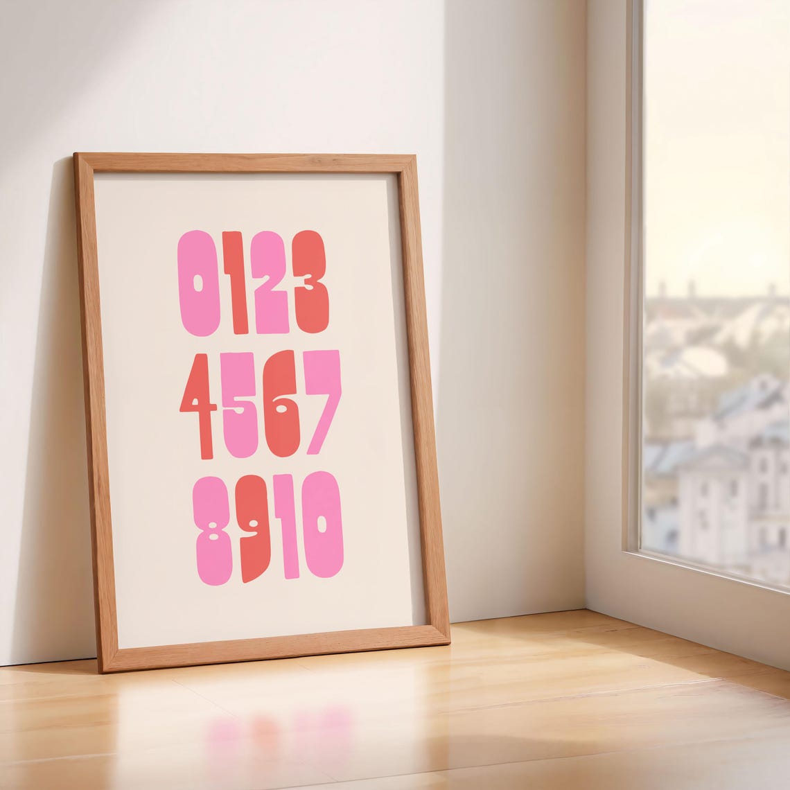 Pink Number Chart 0 To 10 Chunky Bold Kids Learning Wall Poster - Image 2