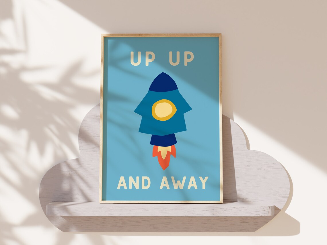 Rocket Ship Kids Retro Nursery Art Print - Image 3