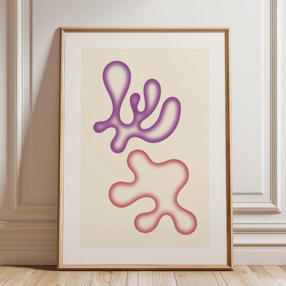 Abstract Blobs Home Decor Shapes Art Housewarming Gift 70s Funky Poster Organic Minimalistic Print