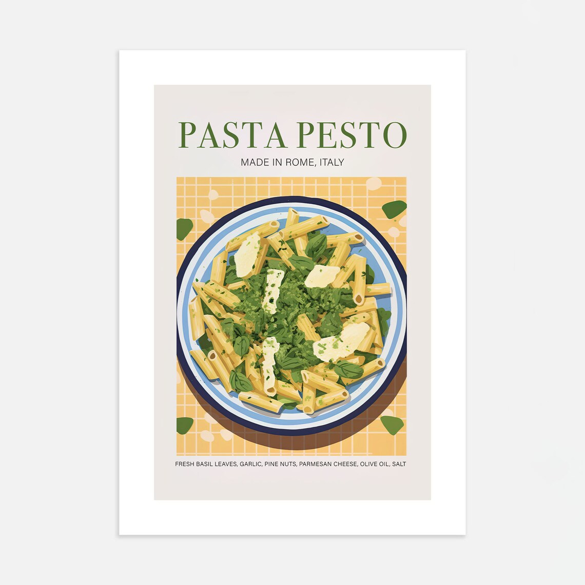 Pasta Pesto Italy Souvenir Kitchen Art Print - Image 4