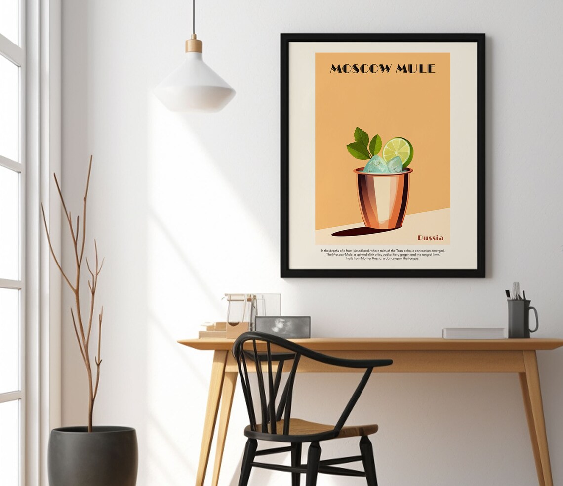 Moscow Mule Russia Vintage Retro Copper Mug Cocktail Bar Art Poster - Image 4