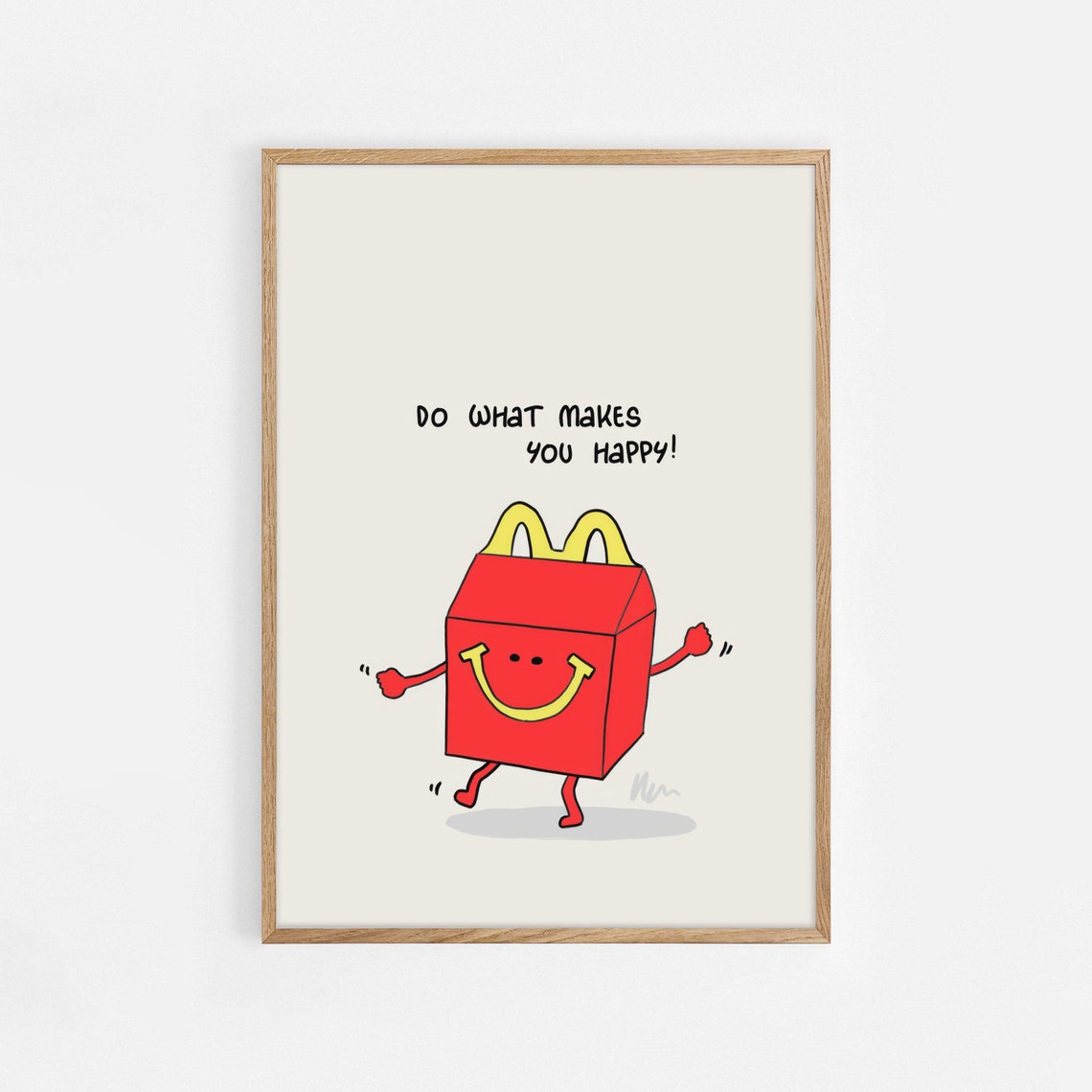 Do What Makes You Happy Quote Smiling Red Lunchbox Cartoon Poster