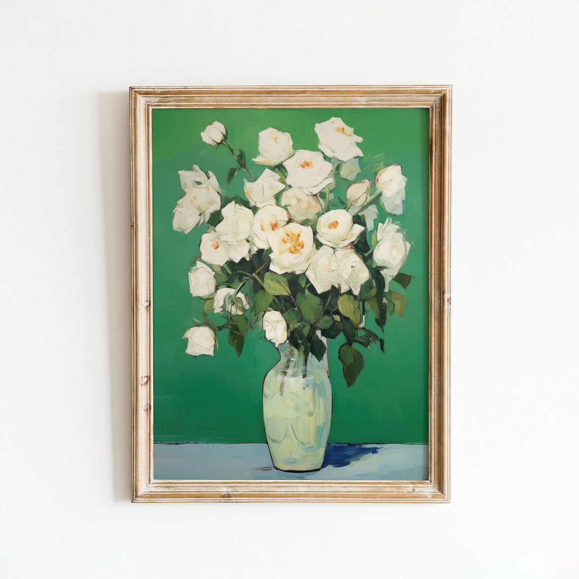 Botanical Vase Flowers Still Life Vintage Art Print