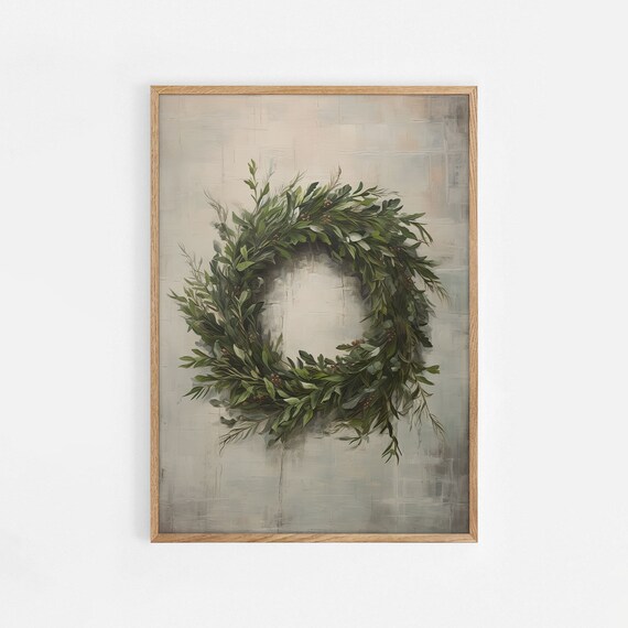 Green Botanical Eucalyptus Wreath Rustic Farmhouse Winter Poster