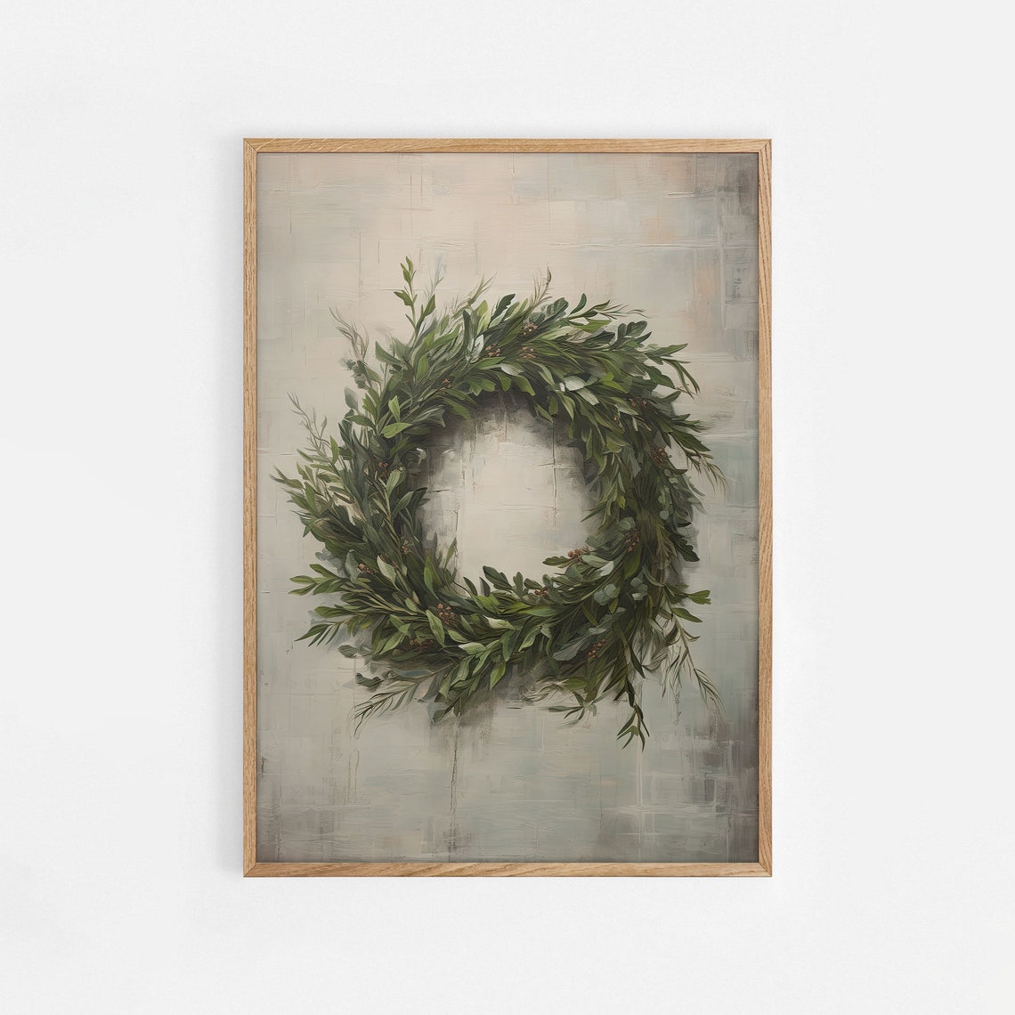 Green Botanical Eucalyptus Wreath Rustic Farmhouse Winter Poster