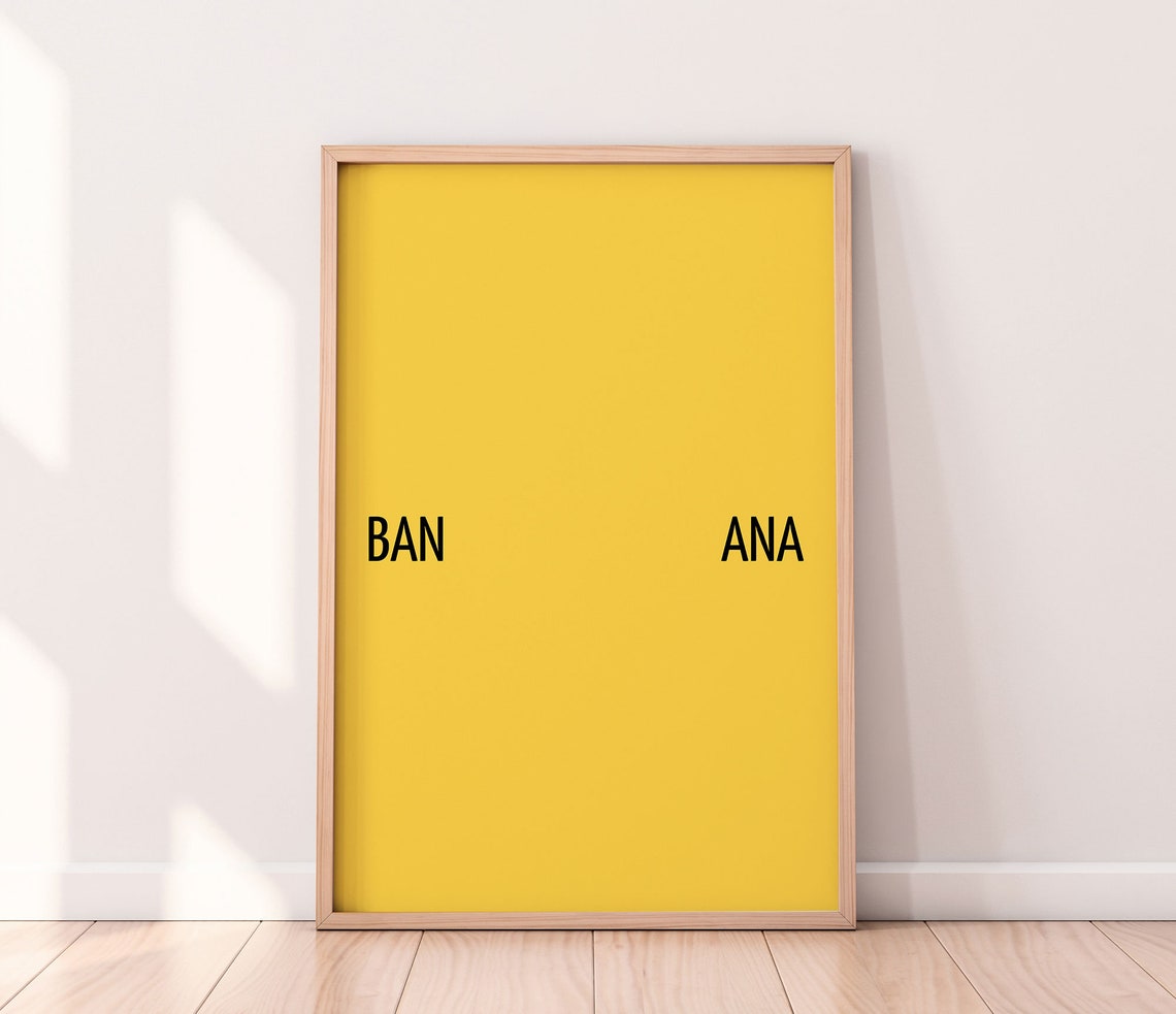 Banana Split Wordplay Typography Yellow Minimalist Kitchen Poster - Image 3