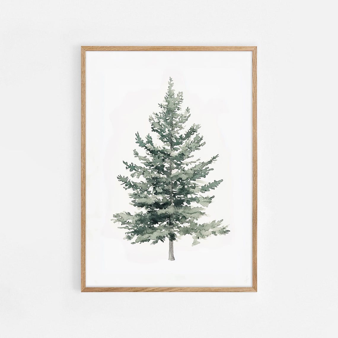 Evergreen Pine Tree Minimalist Winter Watercolor Nature Poster