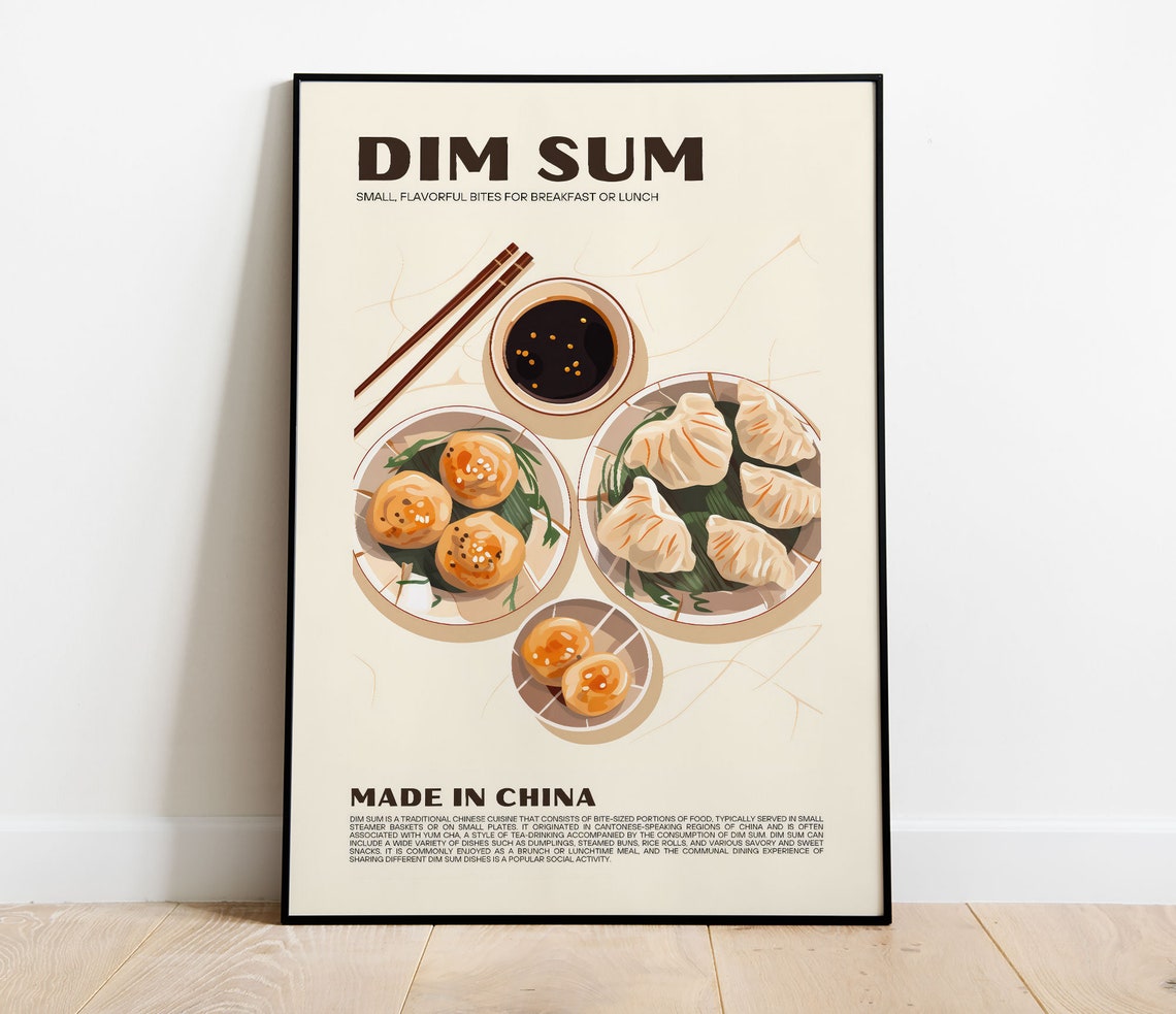 Dim Sum Made In China Dumplings Illustration Kitchen Food Poster - Image 3