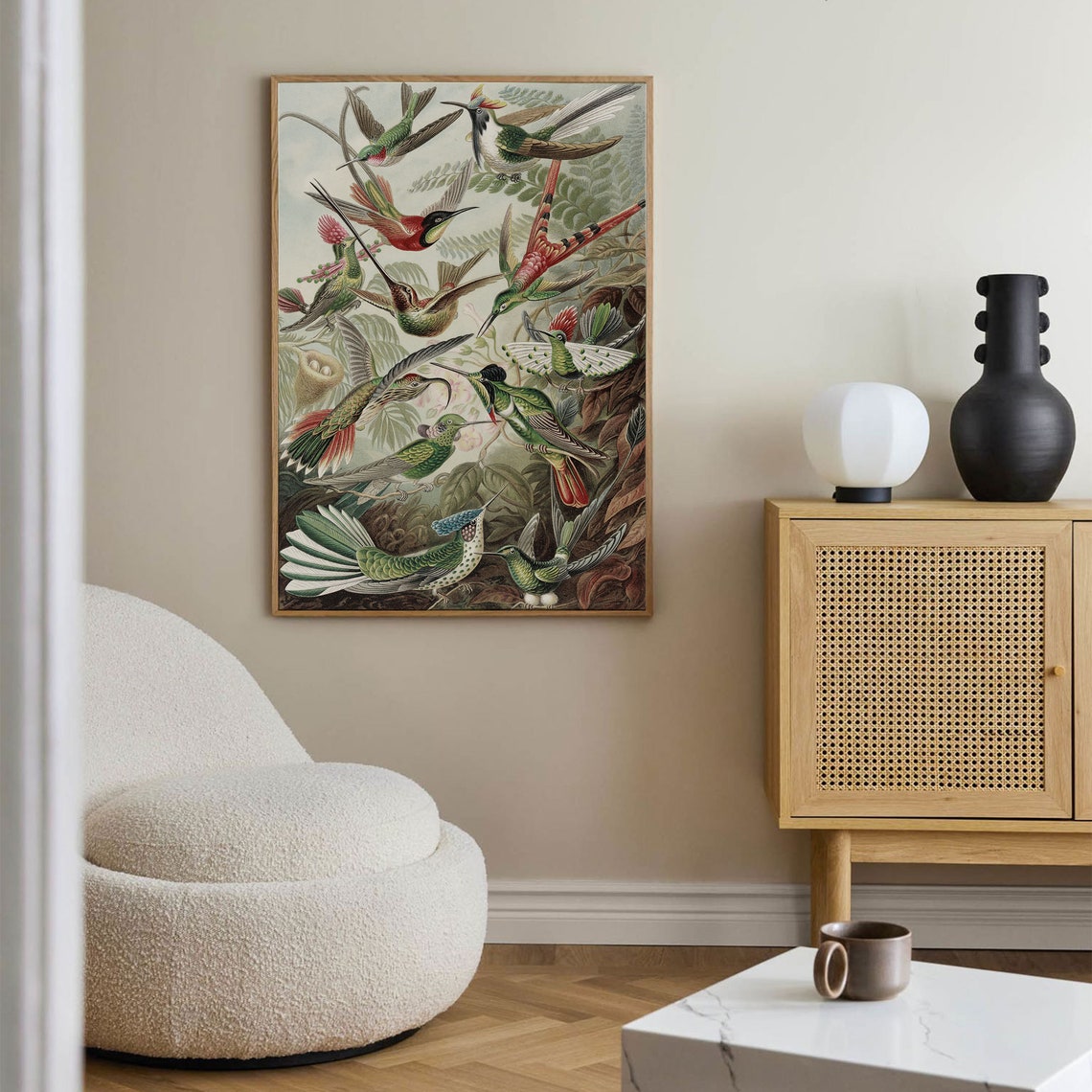 Hummingbird Art Print Bird Scientific Illustration Antique Vintage Painting Wall Art Delicate Hummingbird Painting Living Room Decor - Image 2