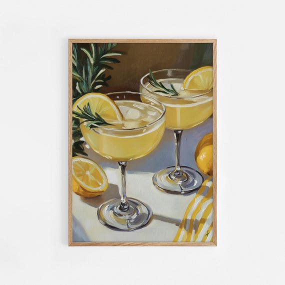 Print Bar Cart Art Cocktail Decor Apartment