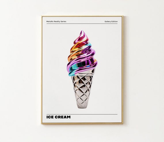 Ice Cream Print Ice Cream Poster Ice Cream Cone Art Summer Print Kitchen Decor Popsicle Art Gelato