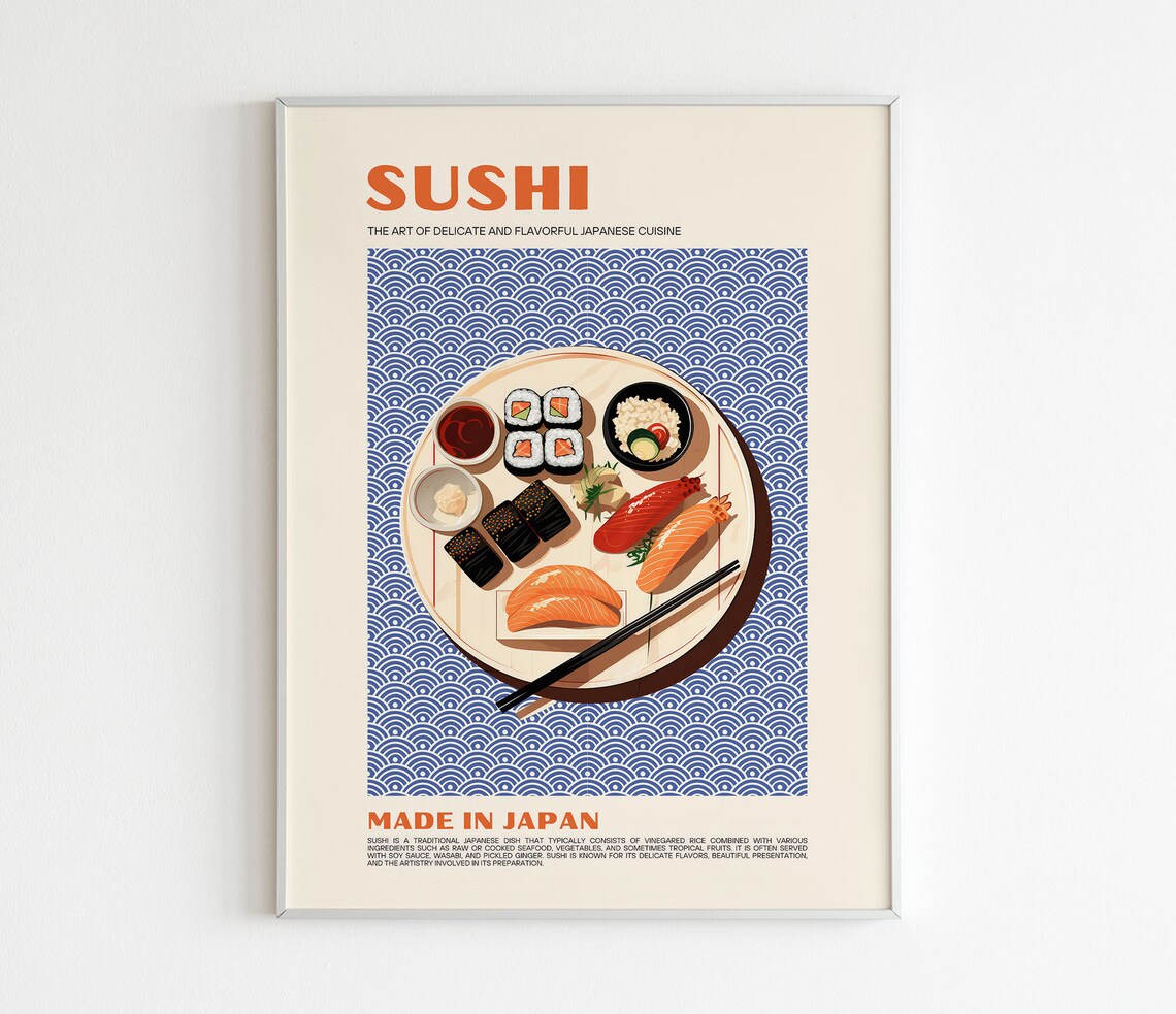 Sushi Poster Food Print, Modern Japanese Kitchen Decor - Image 3