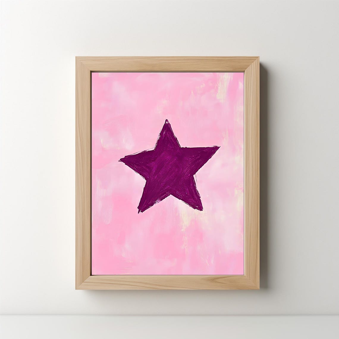 Pink Star Hand Drawn On Soft Pink Background Minimalist Art Poster - Image 5