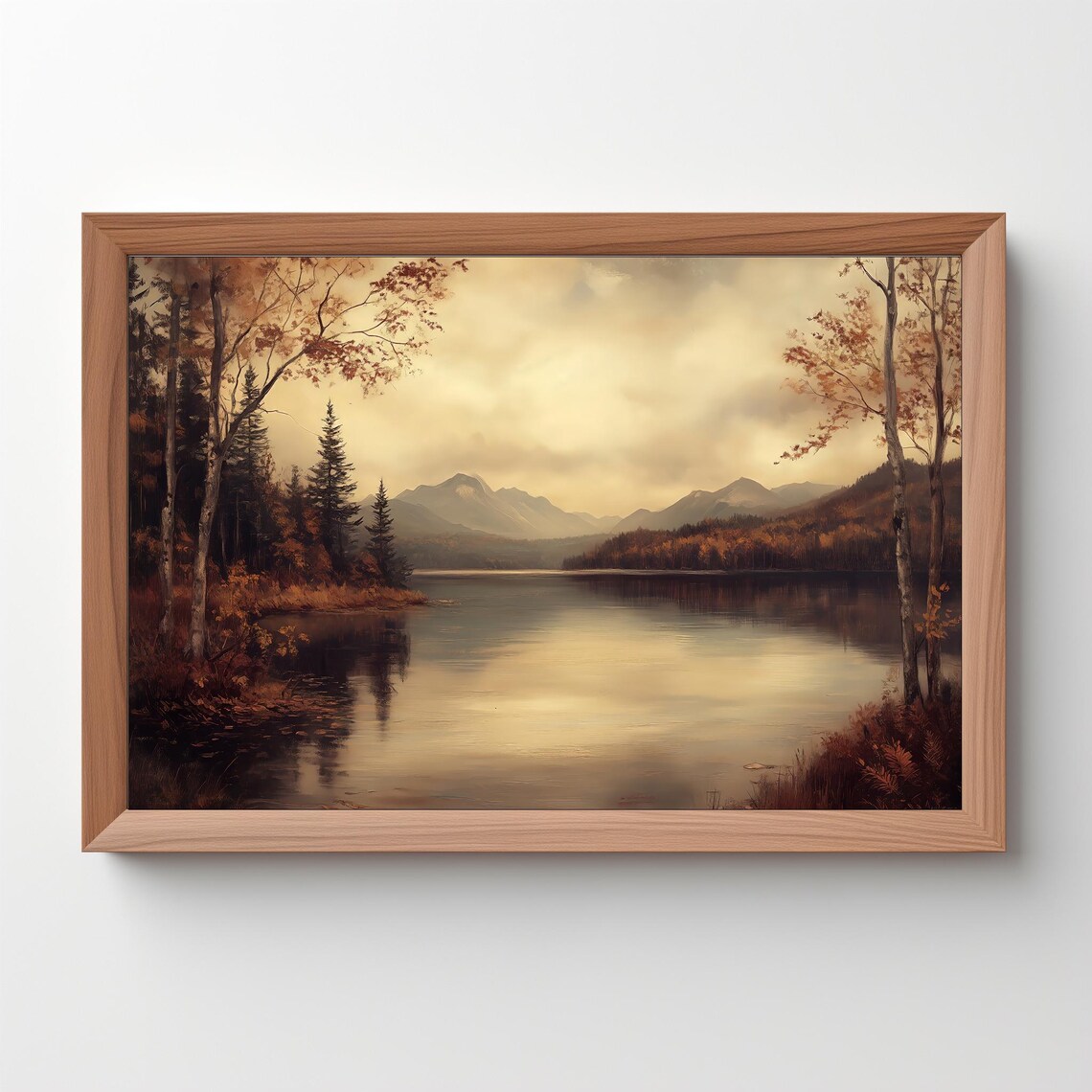 Rustic Fall Lake Landscape, Vintage Farmhouse Art Print - Image 5