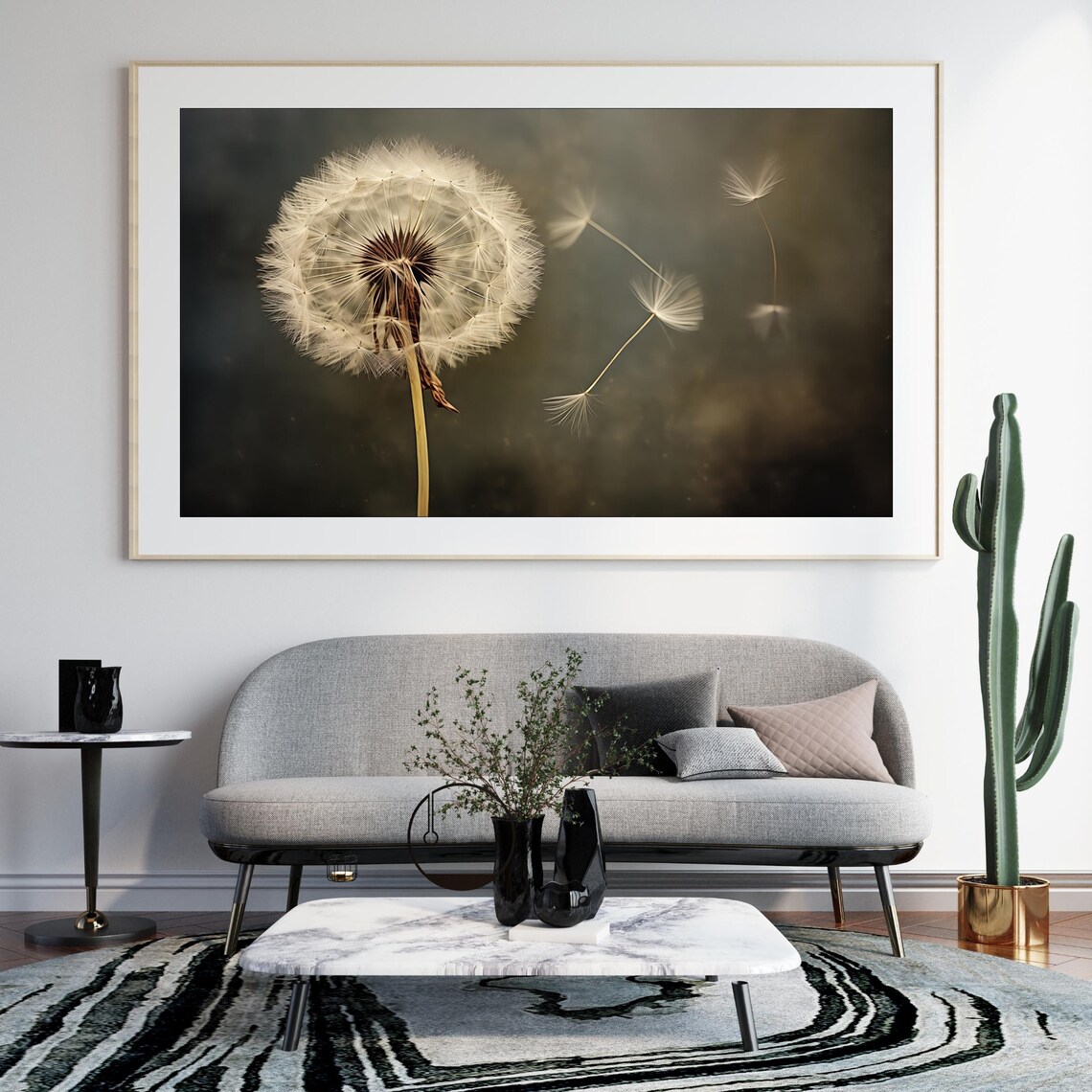 Dandelion Antique Oil Painting, Gothic Floral Art - Image 3