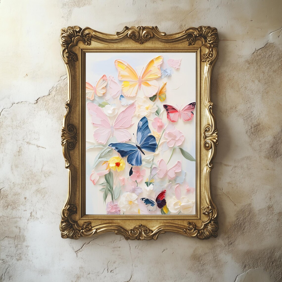 Pastel Butterflies Among Flowers Soft Watercolor Kids Room Art Poster - Image 4
