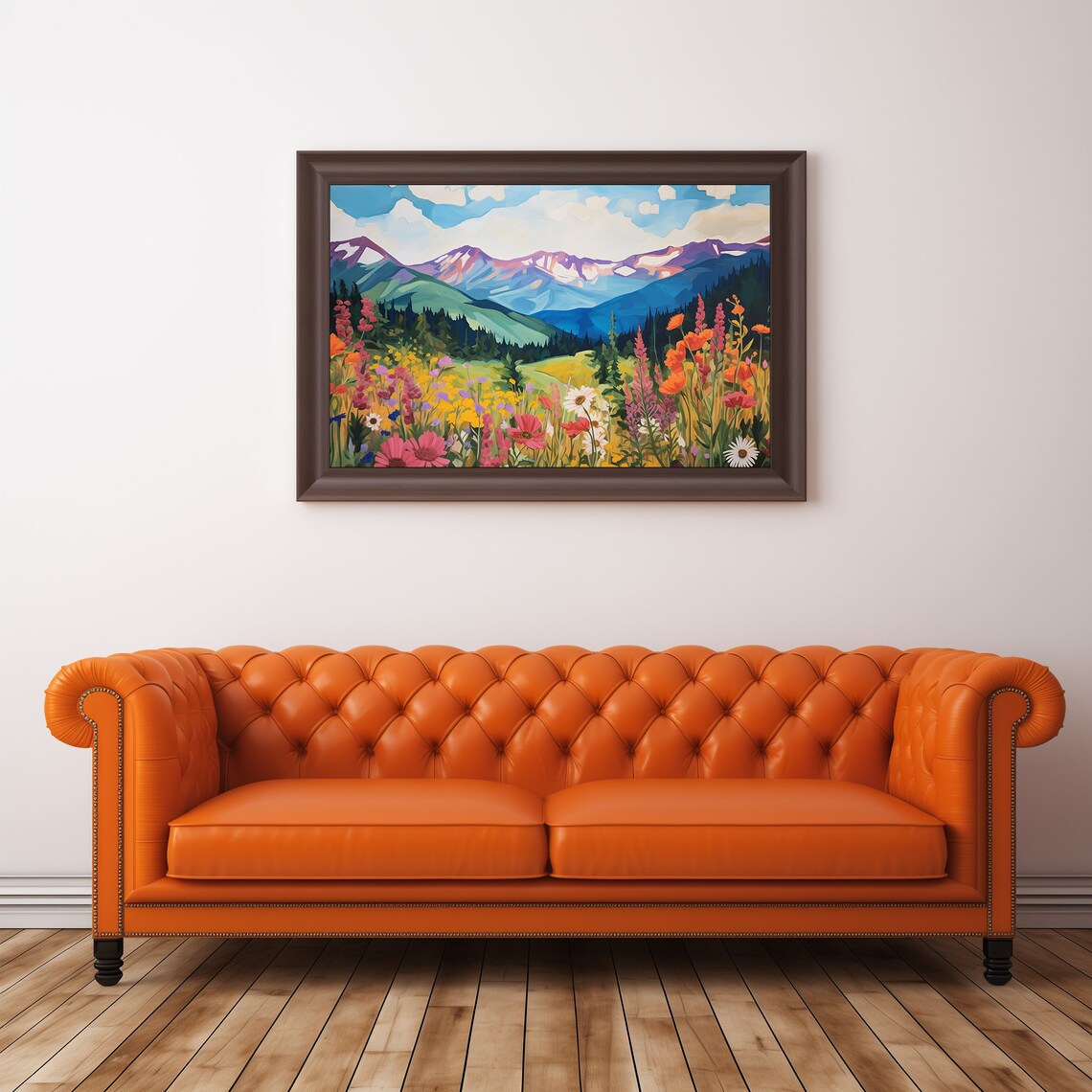 Mountain Wildflower Meadow Colorful Alpine Landscape Art Print - Image 4