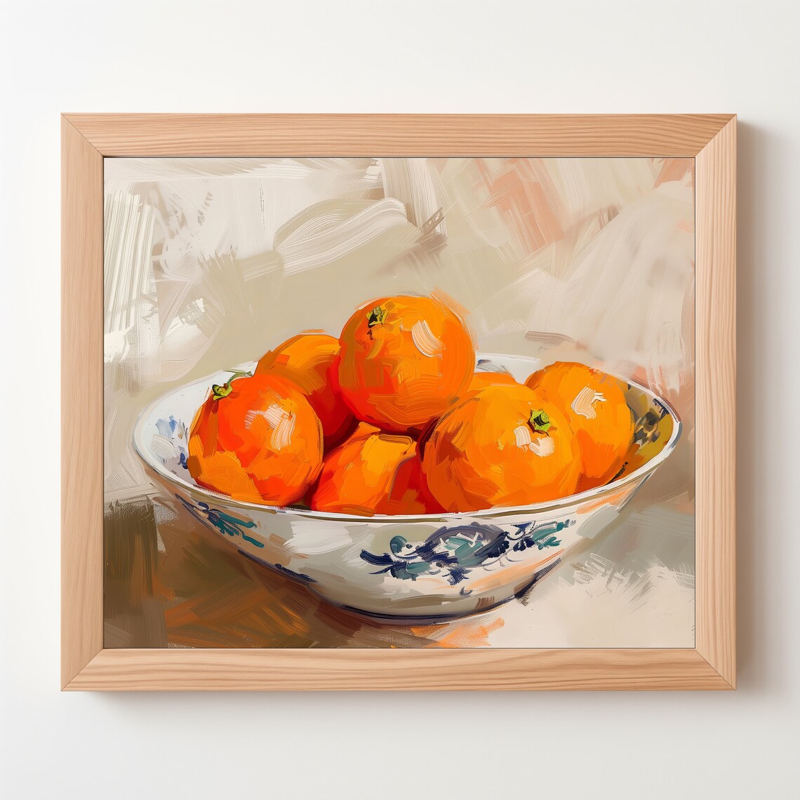 Bowl Of Oranges Still Life Oil Painting Citrus Kitchen Wall Art - Image 5