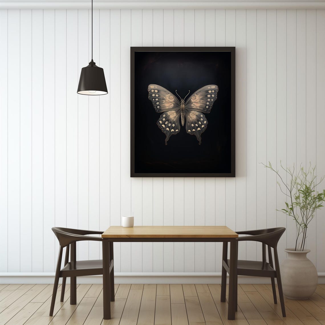 Dark Gothic Butterfly Black Background Vintage Specimen Style Poster - Image 2