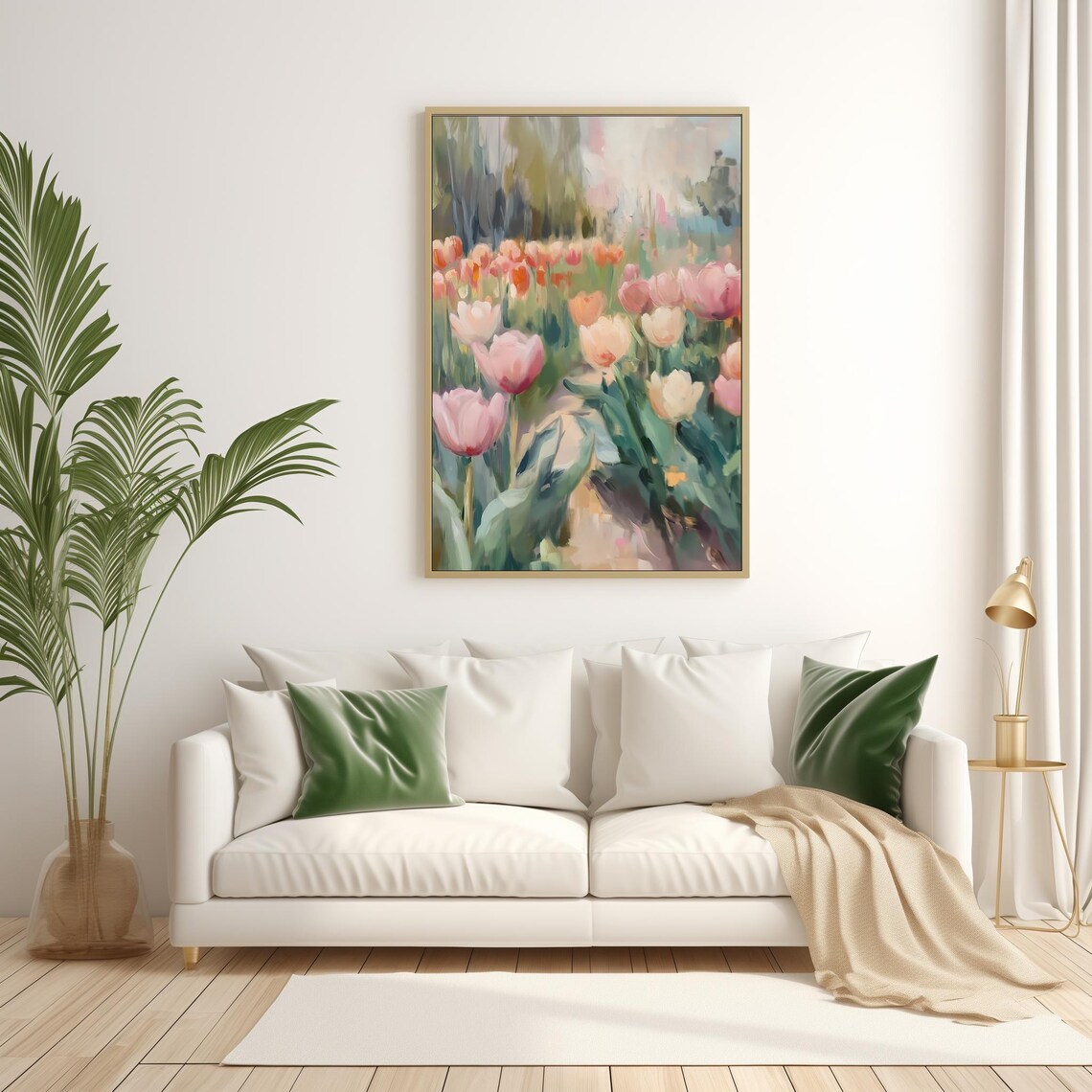 Spring Tulip Field, Colorful Floral Landscape Art Print - Image 2