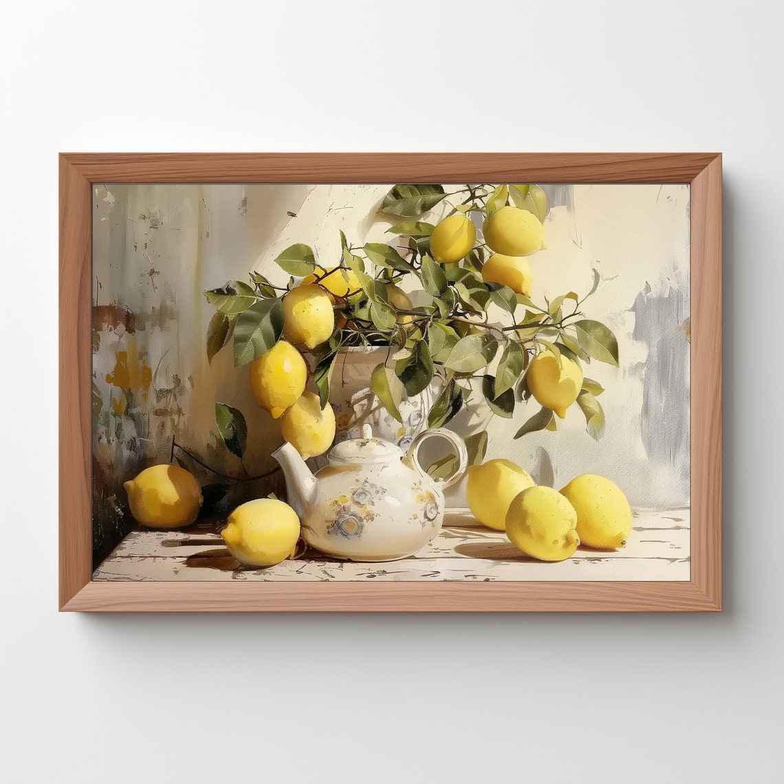 Sunlit Lemons Floral Teapot French Country Kitchen Still Life Poster - Image 5