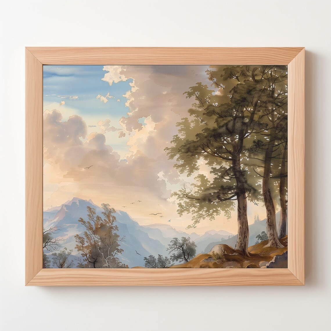 Old Pine Vintage Landscape Art Print - Image 5