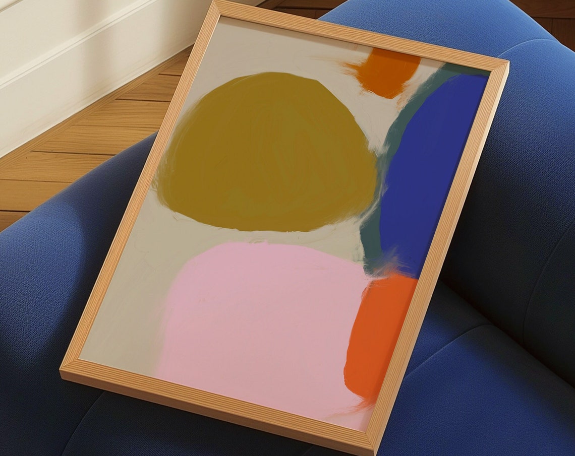 Colorful Organic Shapes Abstract Mid Century Modern Wall Art