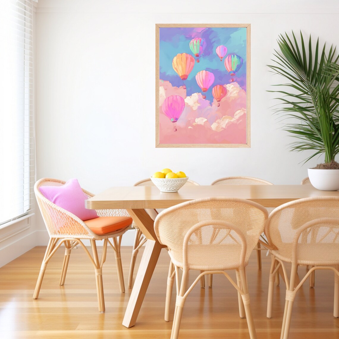 Whimsical Hot Air Balloon Art Print, Kids Room - Image 3