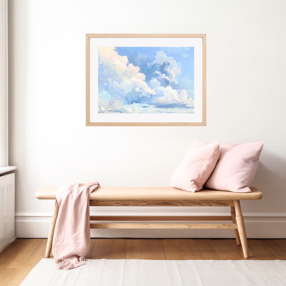 Clouds in Blue Sky, Whimsical Watercolor Art Print - Image 3