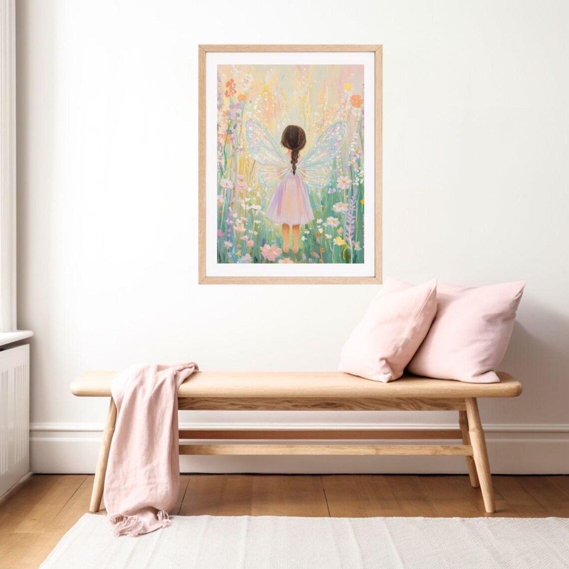 Brunette Fairy In A Garden Art Print, Whimsical Nursery - Image 2