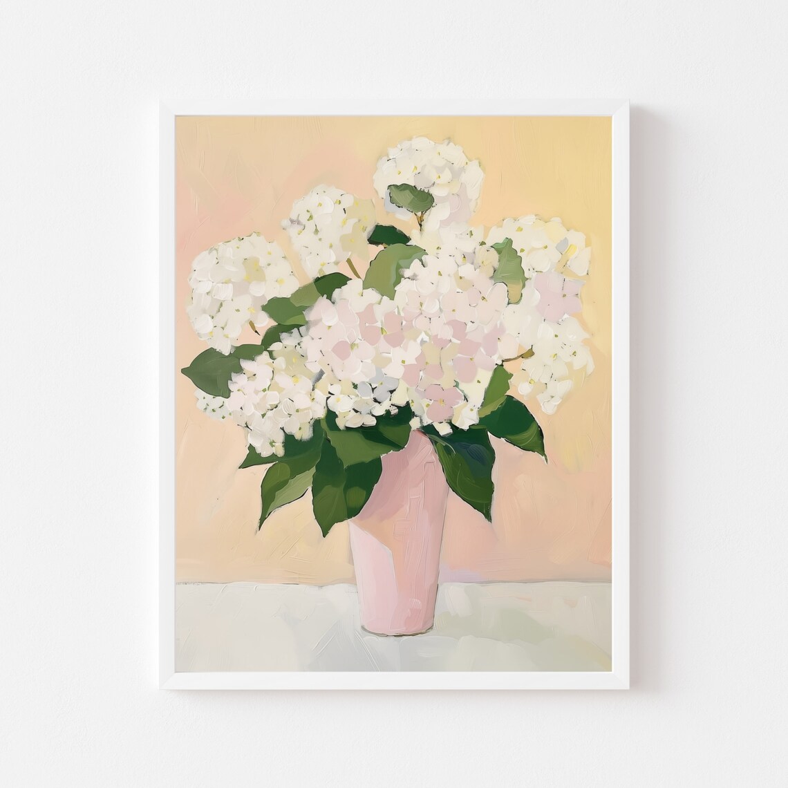White Hydrangea Vintage Floral Bouquet Art Print