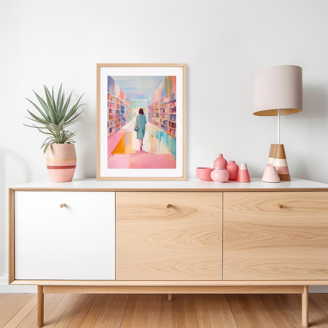 Woman Reading in a Bookstore, Watercolor Portrait Print - Image 3