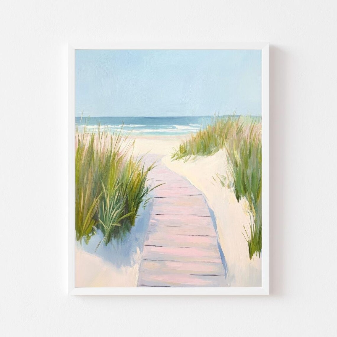 Sandy Boardwalk Through the Dunes to the Ocean Coastal Poster