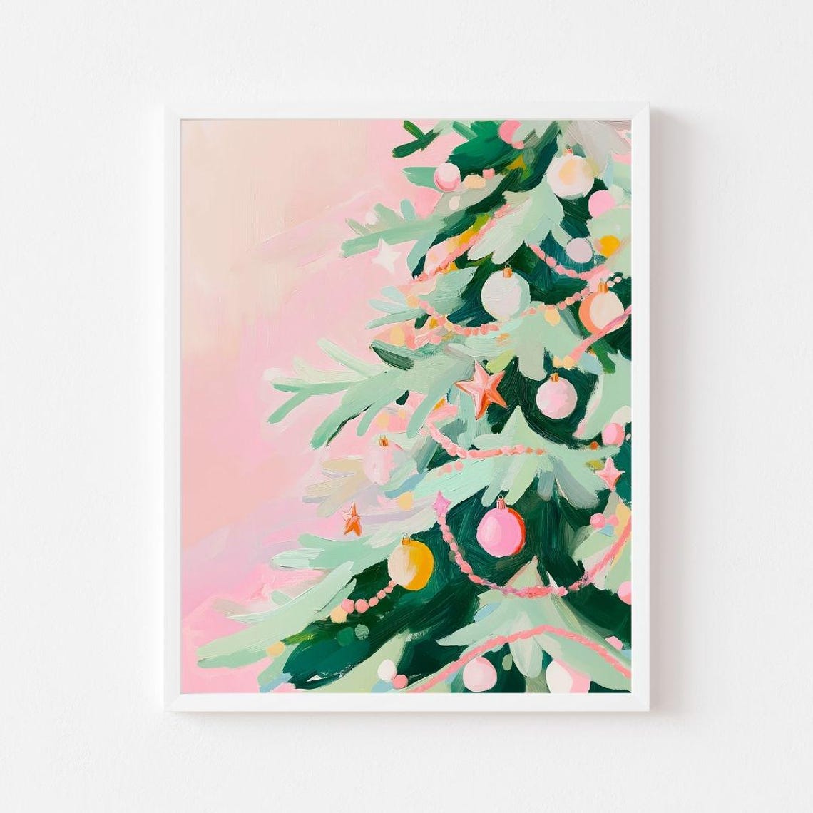 Pretty Pink Christmas Tree Close-Up Pastel Holiday Vibrant Poster