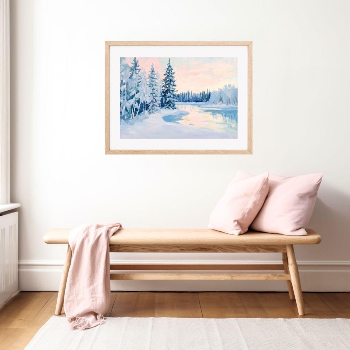 Pastel Winter Trees and Lake, Finland Landscape Art Print - Image 2