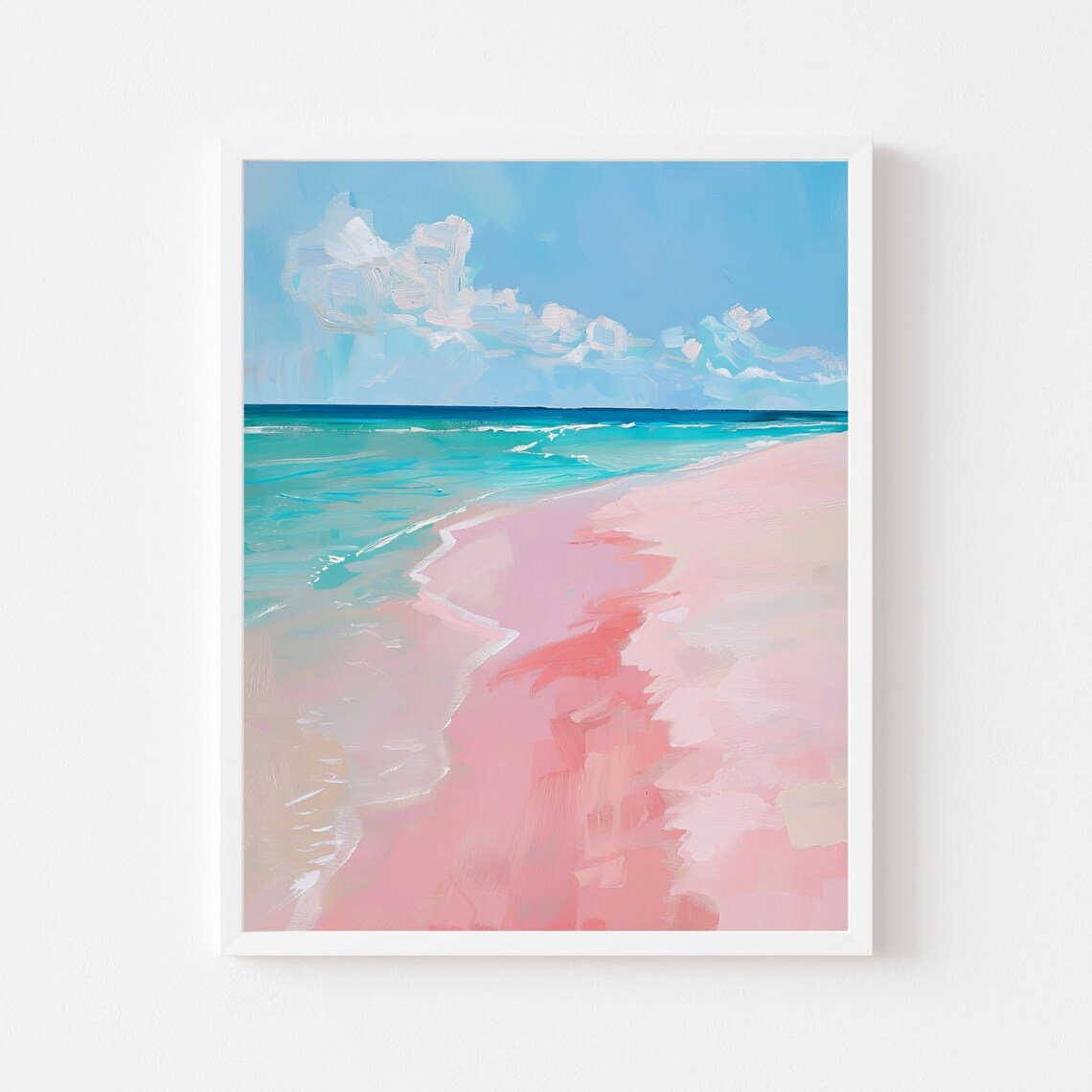 Pink Sands Beach Pastel Bahamas Coastal Art Print