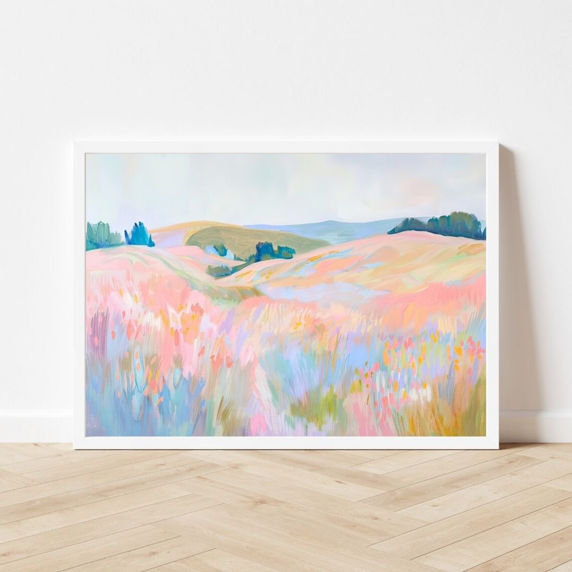 Impressionist Abstract Meadow Landscape Art Print - Image 3