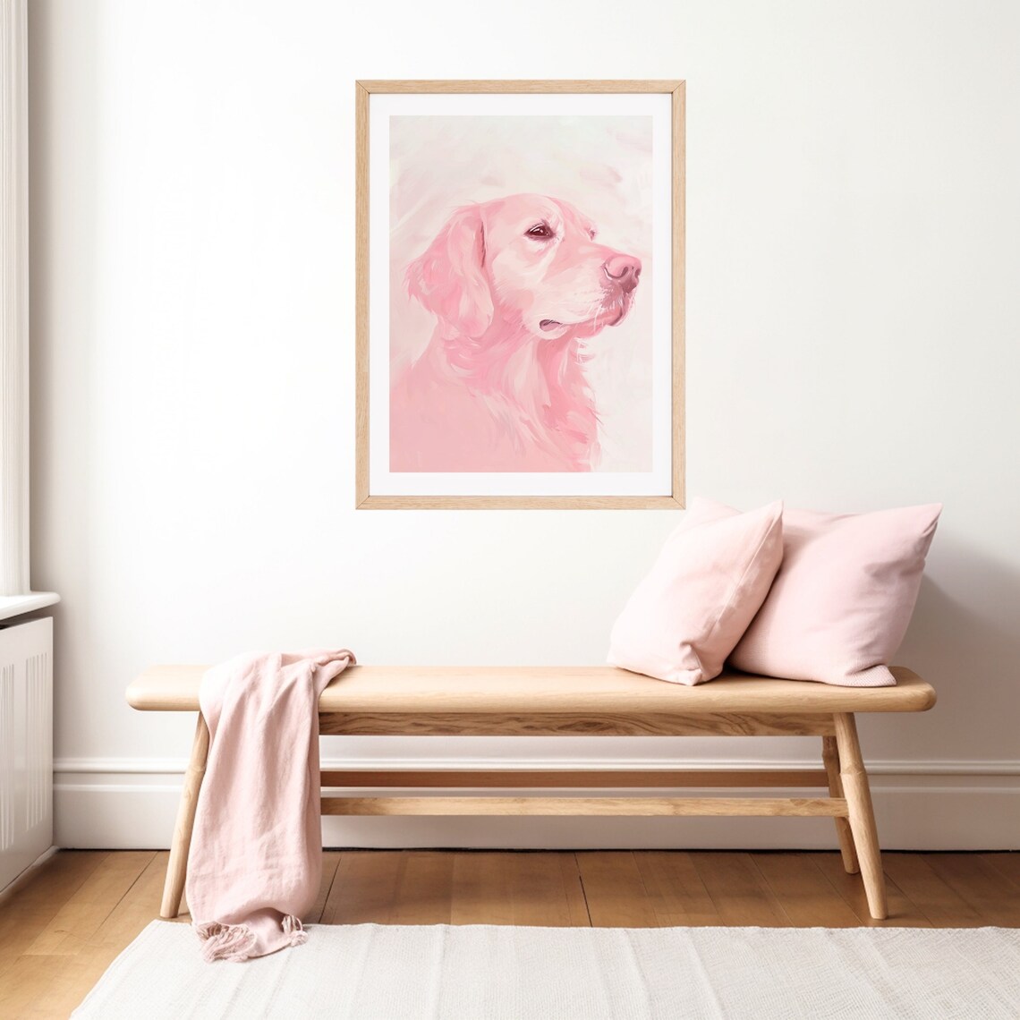 Golden Retriever Puppy Portrait, Pastel Wall Art Print - Image 3