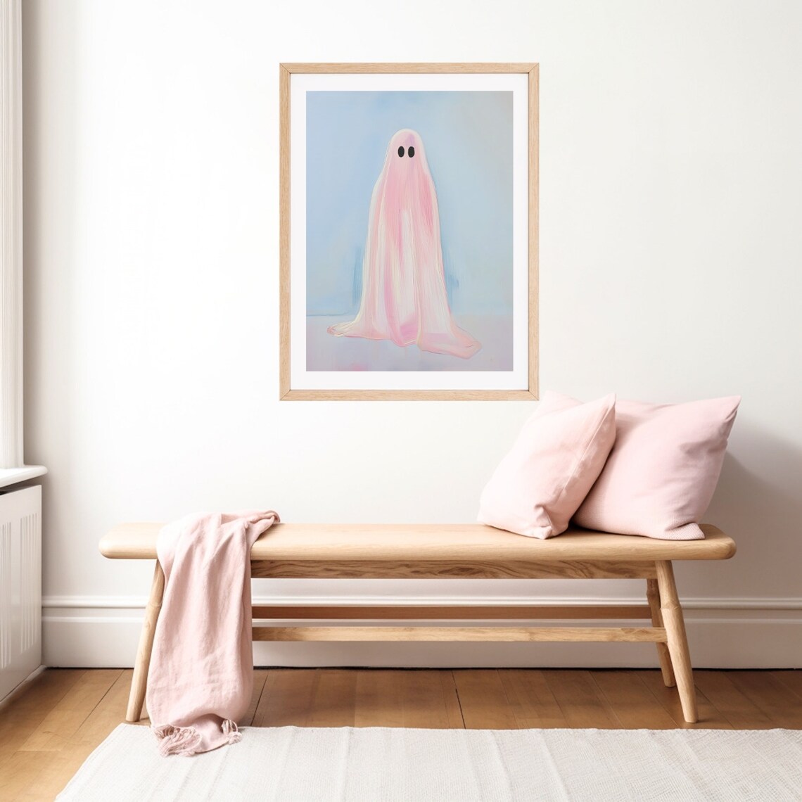 Pastel Pink Ghost, Girly Halloween Wall Art Print - Image 2