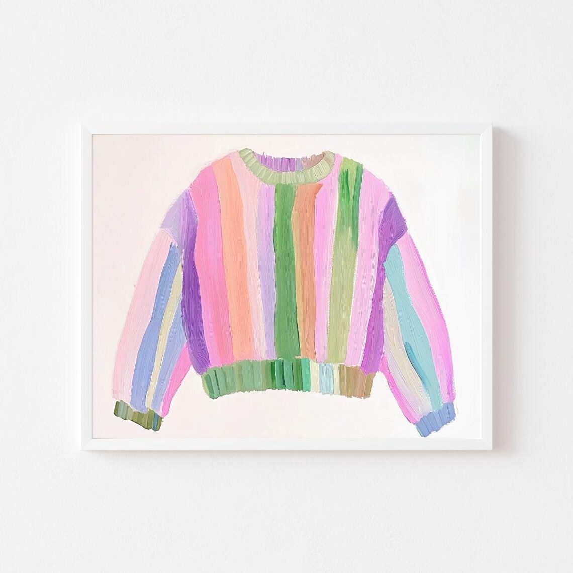 Pastel Rainbow Striped Knit Sweater Cute Fashion Art Wall Poster