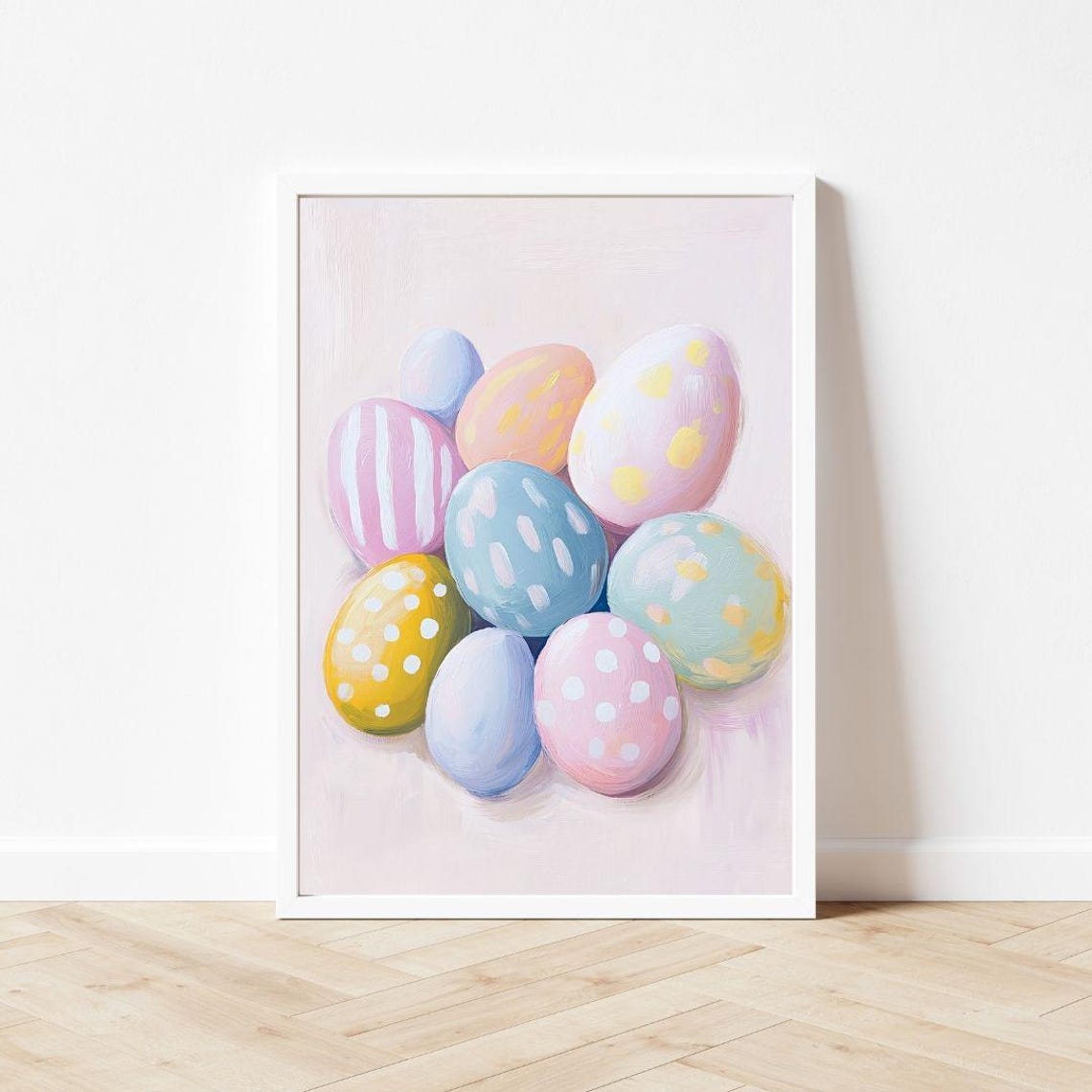 Painted Easter Eggs with Polka Dots Pastel Spring Painting Poster - Image 3