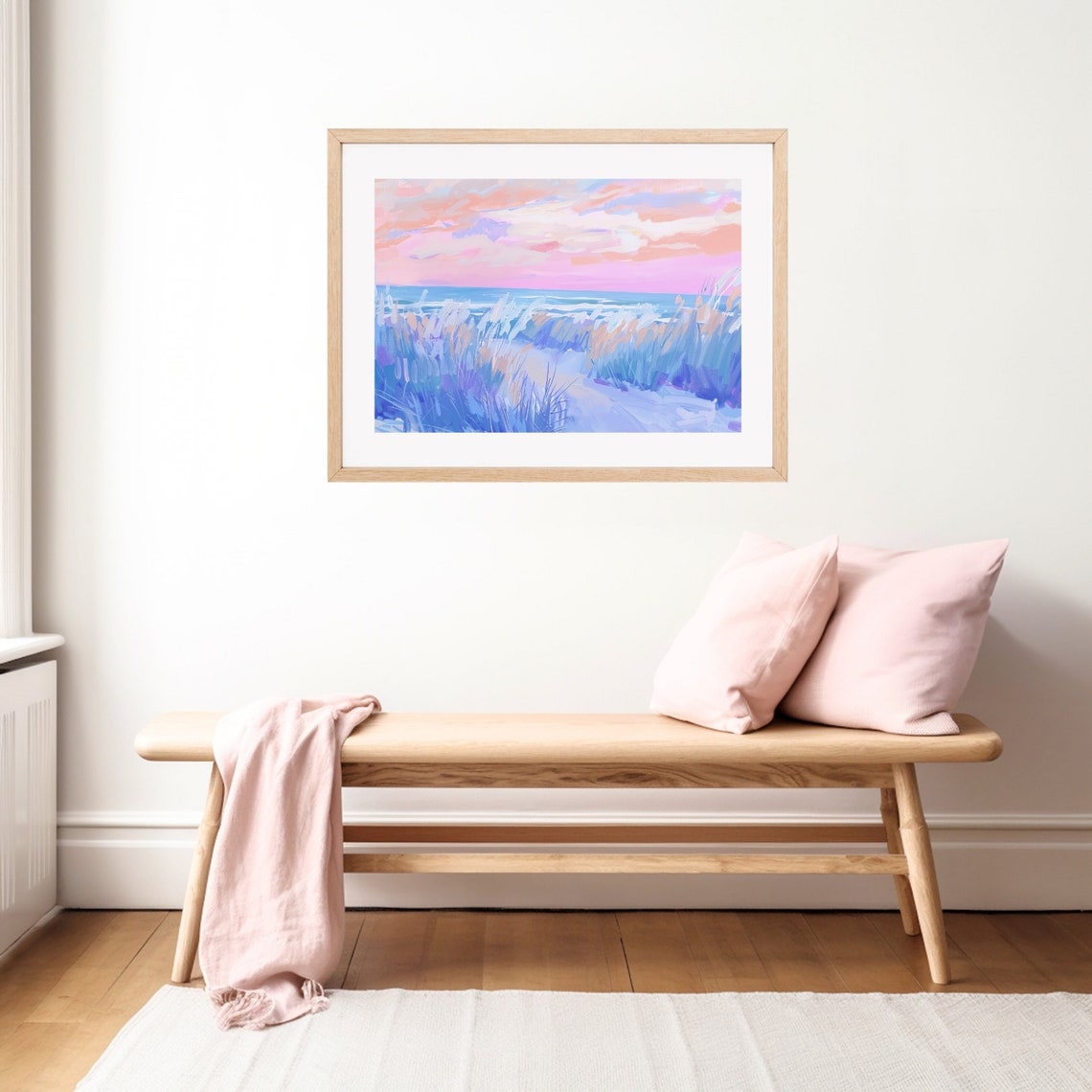 Beach Path Through Blue Dune Grass At Sunset Painting Poster - Image 2