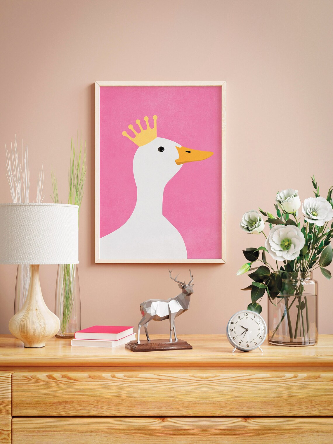 Aesthetic Goose With Crown, Maximalist Wall Art Print - Image 2