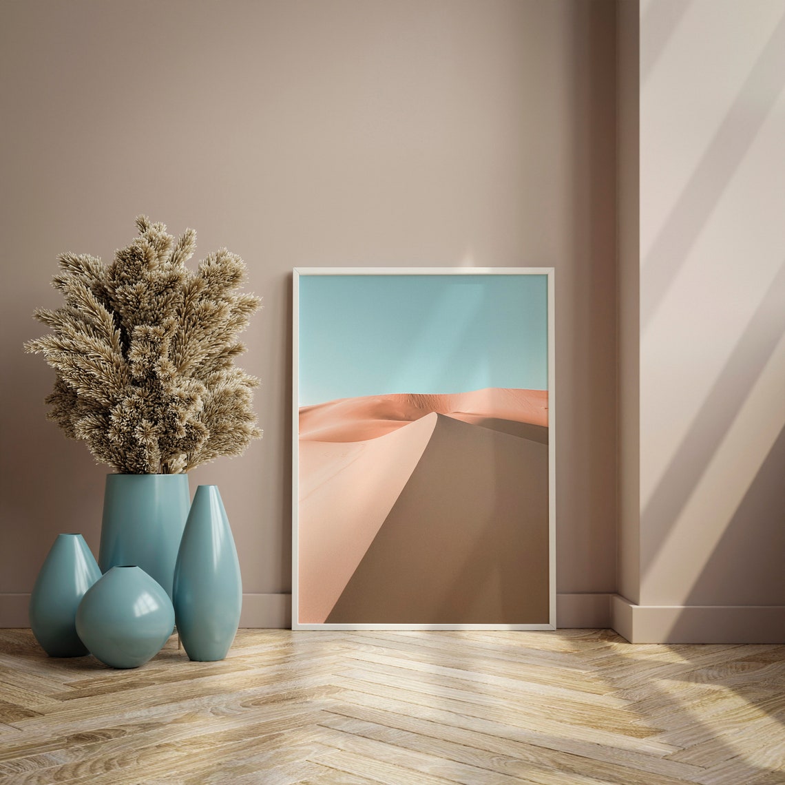 Moroccan Desert Sand Dunes Minimalist Beige Photography Print - Image 3