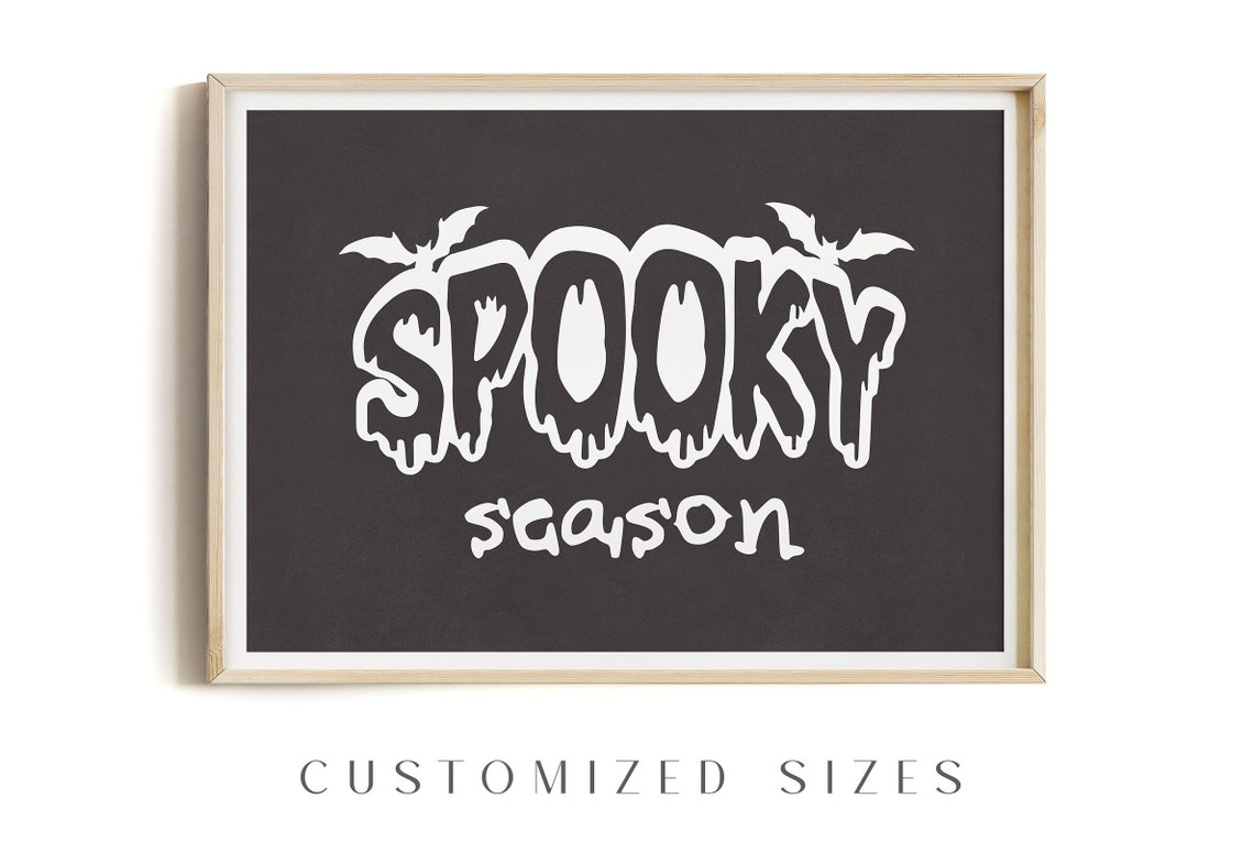 Bold Black Spooky Season Bat Lettering Halloween Canvas Wall Art - Image 3