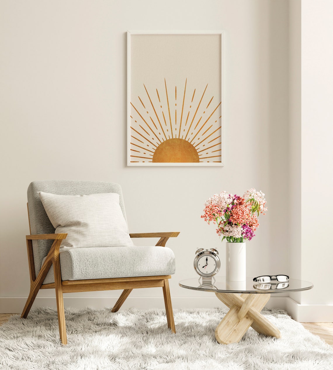 Sunset Art Mid Century Modern Sun Art Print Wall Art Boho Sun Print Abstract Wall Art Art - Image 3