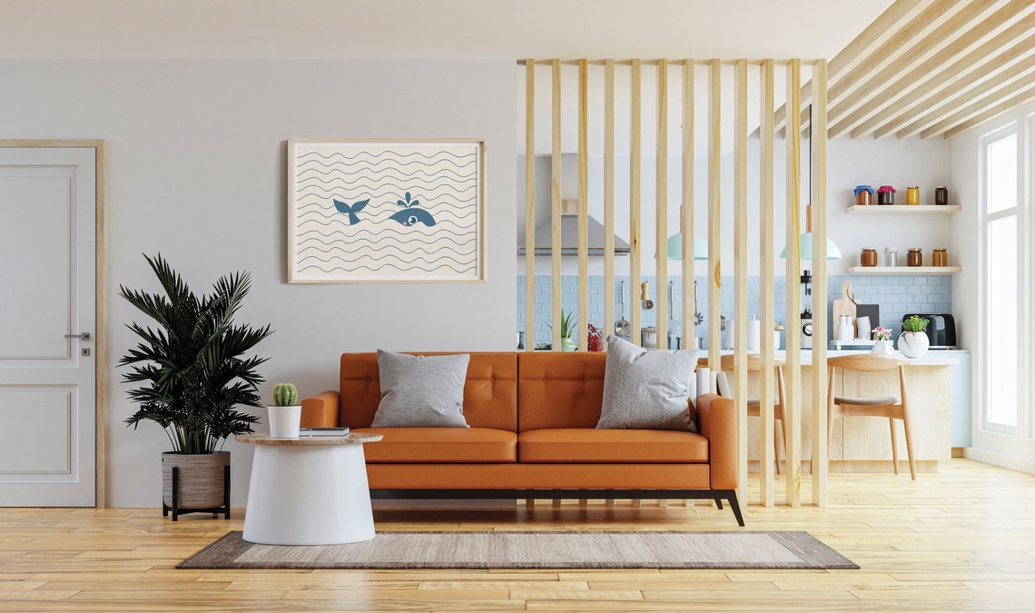 Boy Nursery Decor Blue Whale Art Poster Cute Wall Art Horizontal Print Funny Wall Art Playroom Decor Funny Bathroom Art - Image 2