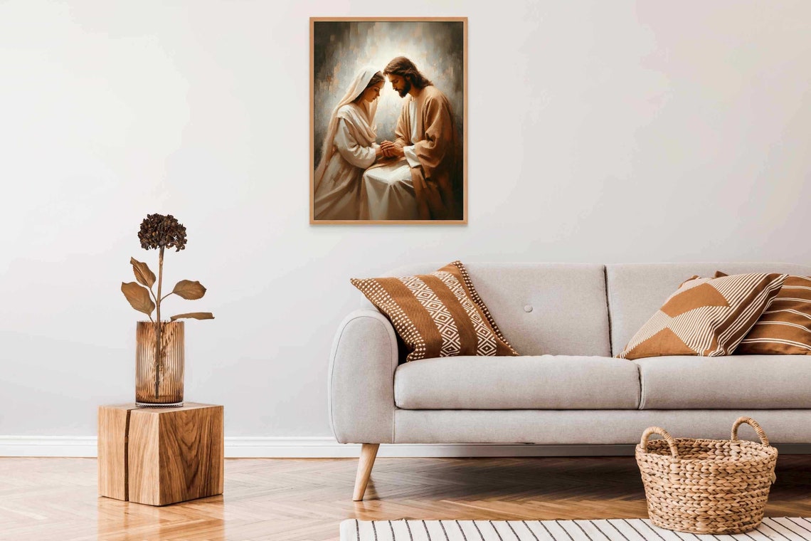 Calm Presence Christian Wall Art Jesus And Woman Jesus Picture Lds Art Bible Prints Christian Painting Picture Of Jesus And Girl Art - Image 6