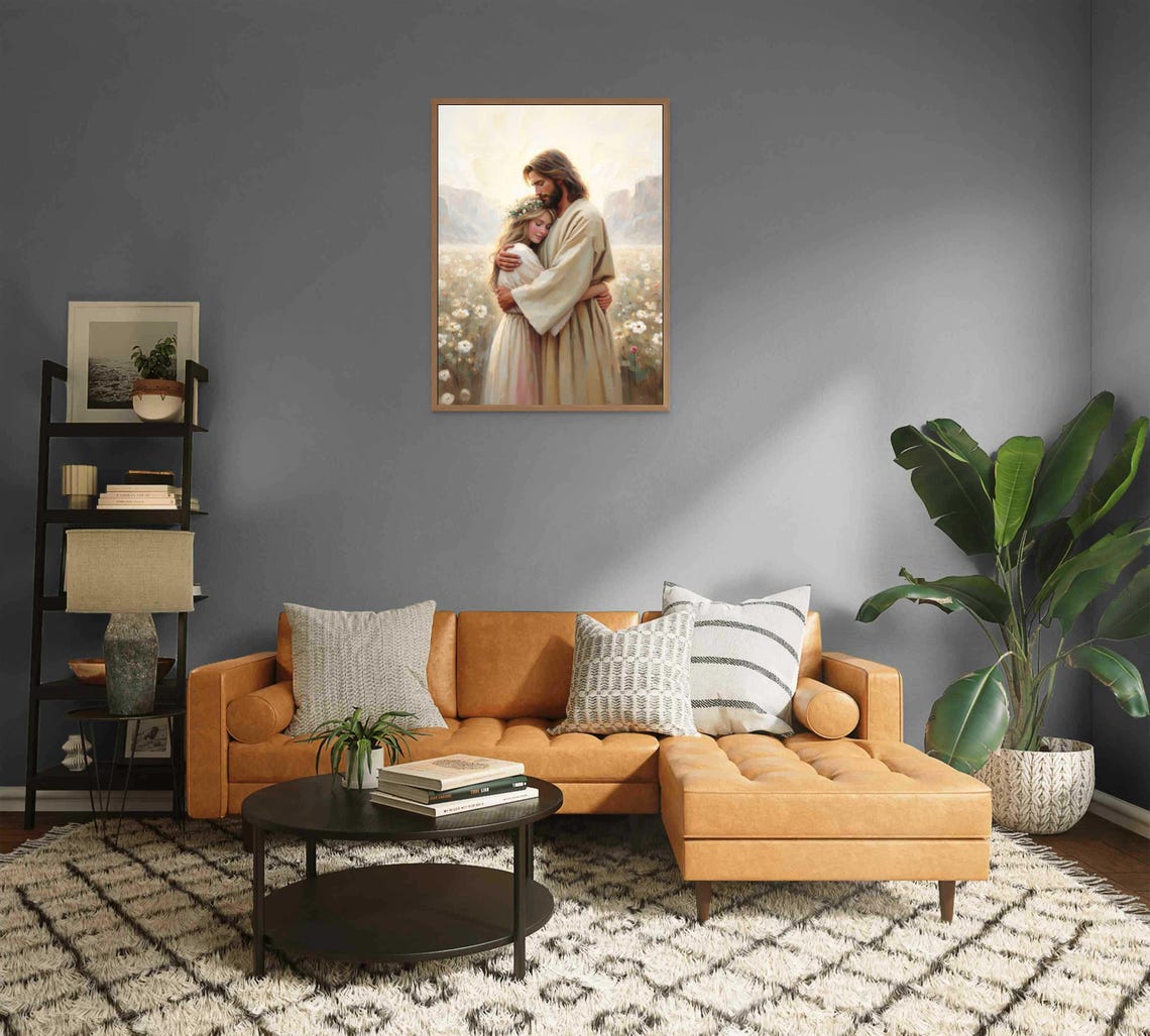 Saviors Embrace Modern Christian Art Jesus Hugging Woman Jesus Art Lds Art Bible Prints Jesus With Girl Jesus Picture Jesus Poster - Image 2