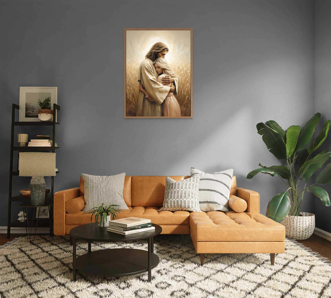Trusting Him Christian Art Jesus Hugging Girl Art Jesus Wall Art Lds Painting Bible Jesus And Woman Jesus Art Christ Png - Image 2